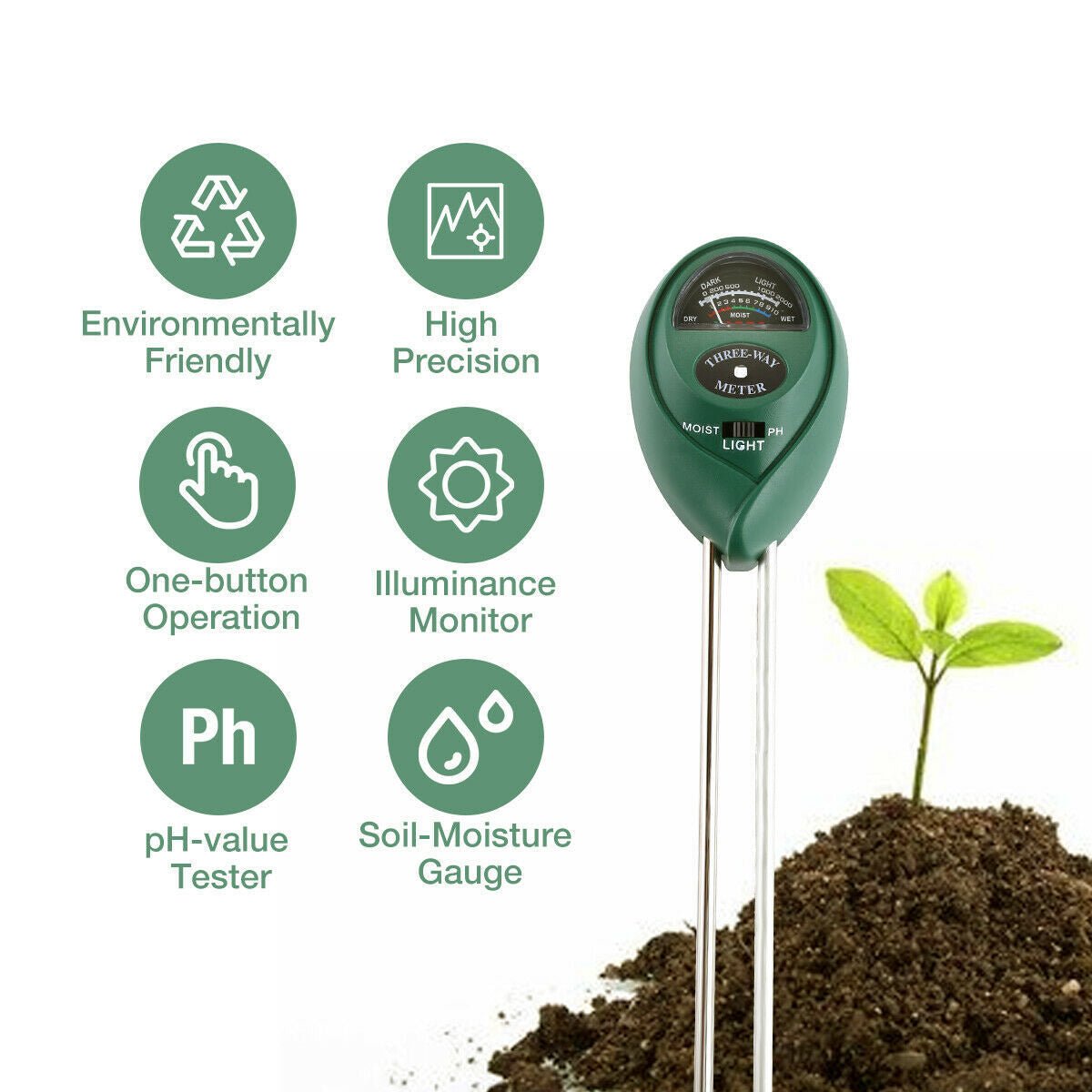 Garden Plant Care Essential: 3-in-1 Soil Tester Kit