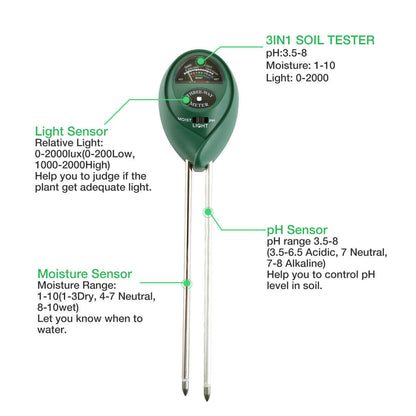 Garden Plant Care Essential: 3-in-1 Soil Tester Kit