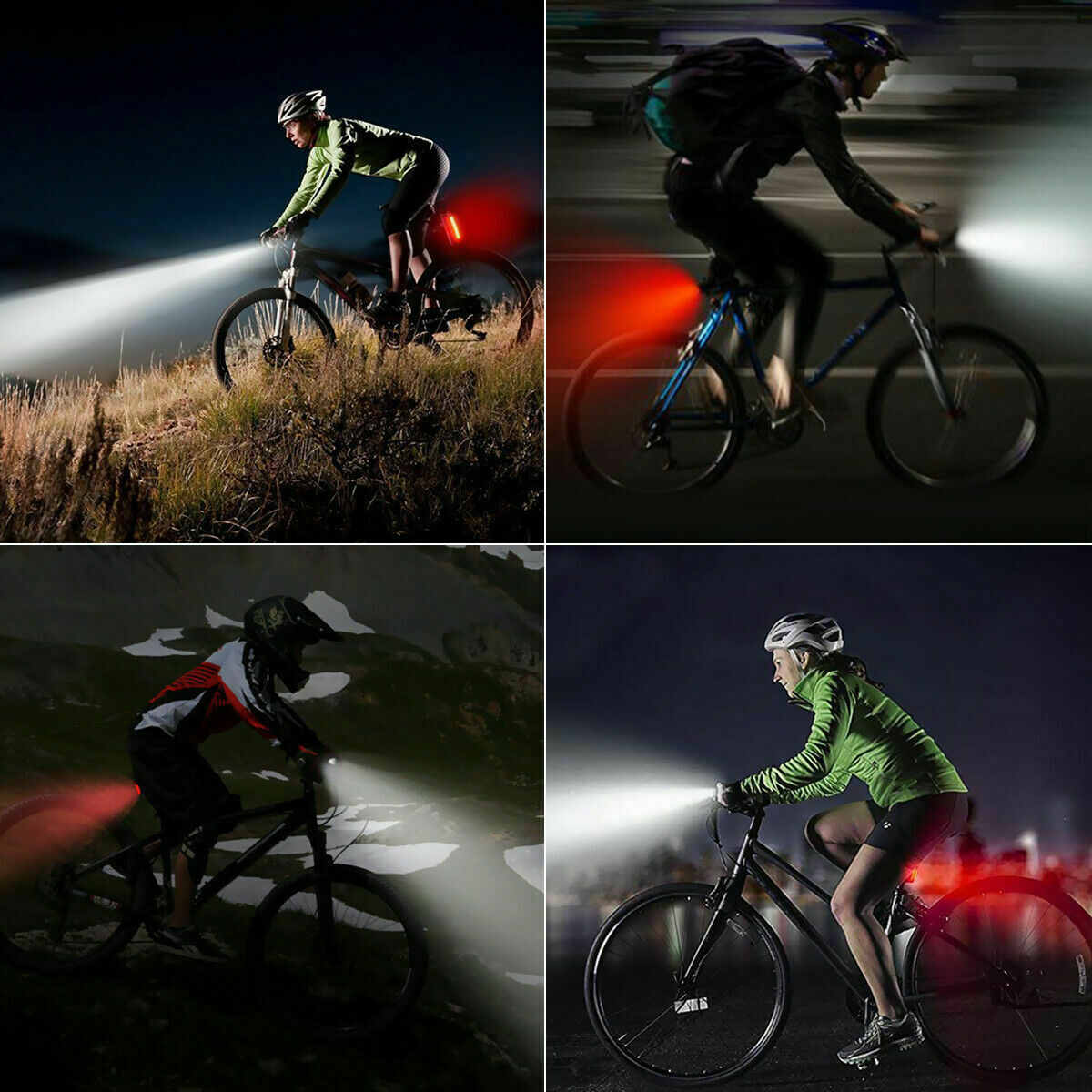 USB Rechargeable LED Bicycle Headlight and Rear Lamp Set